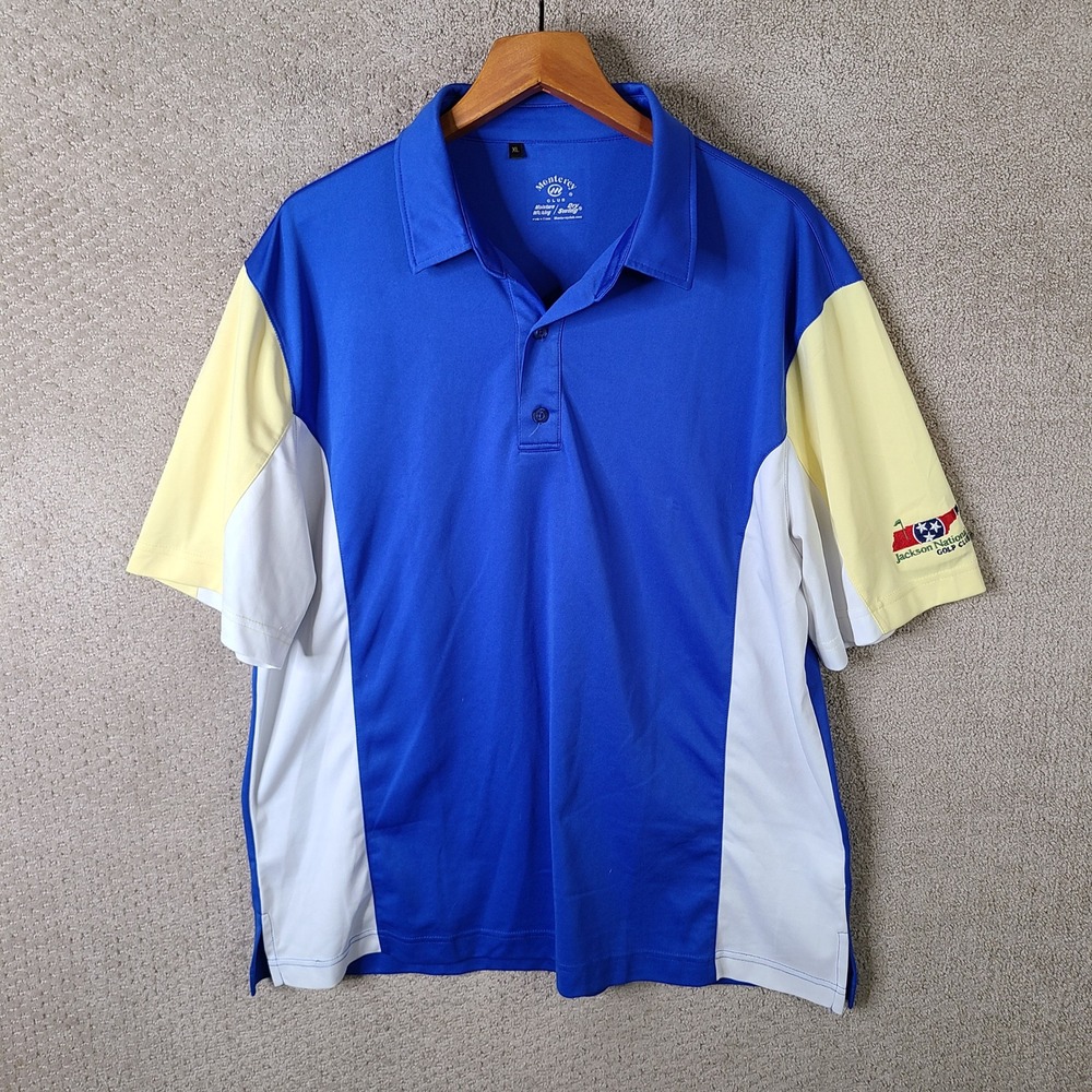 Monterey Club Shirt Mens XL Blue Yellow Jackson National‎ Golf Club Polo